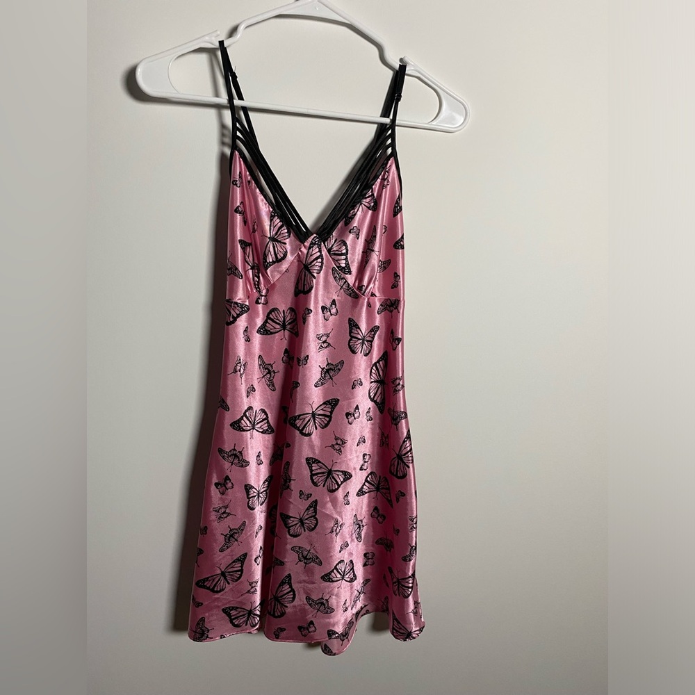 Pink Butterfly Print Nightgown